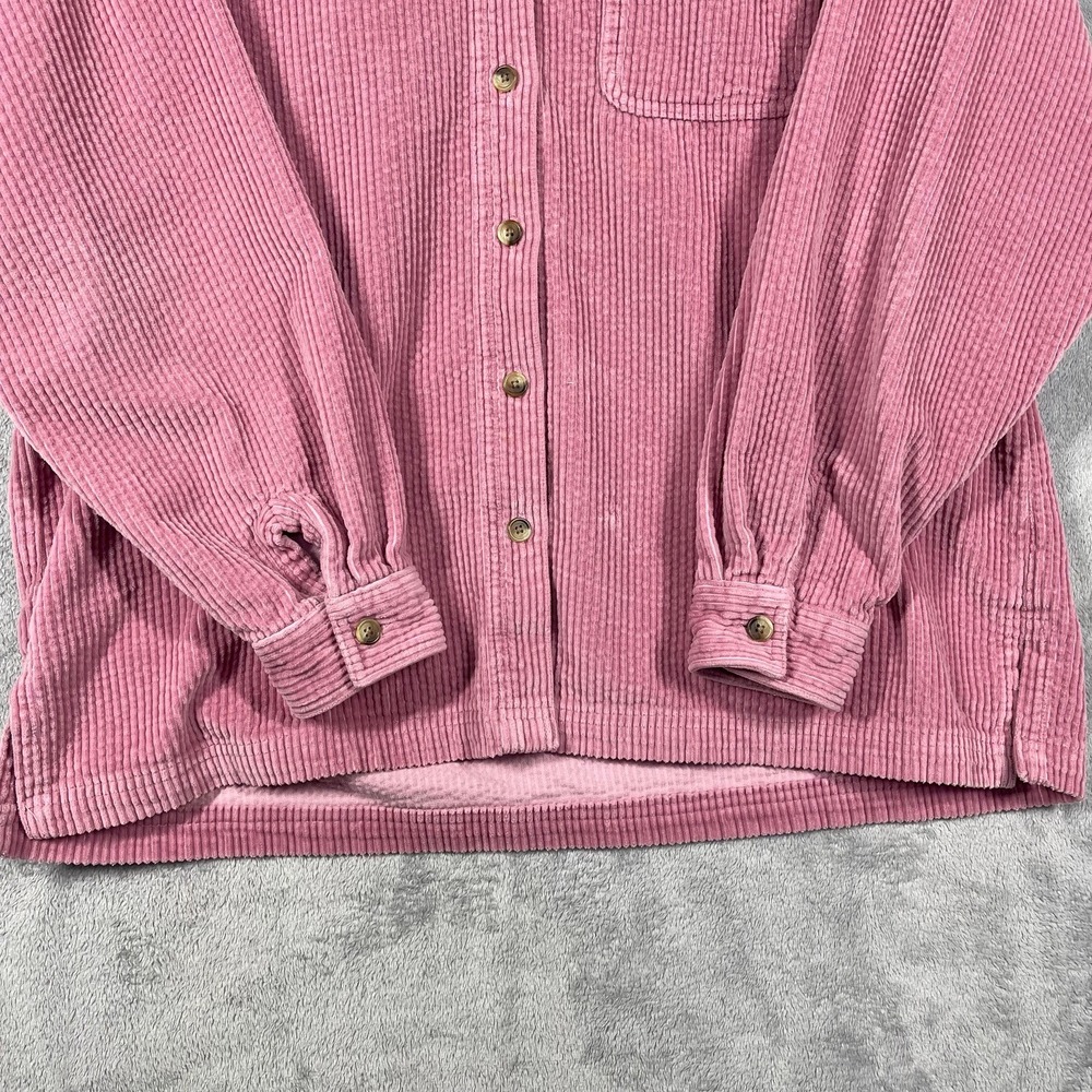 L.L. Bean Corduroy Shirt Women Large Pink Long Sleeve Cotton Button Down - Picture 4 of 10